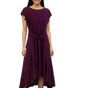 eShakti Asymmetrical Burgundy Dress Sz 4